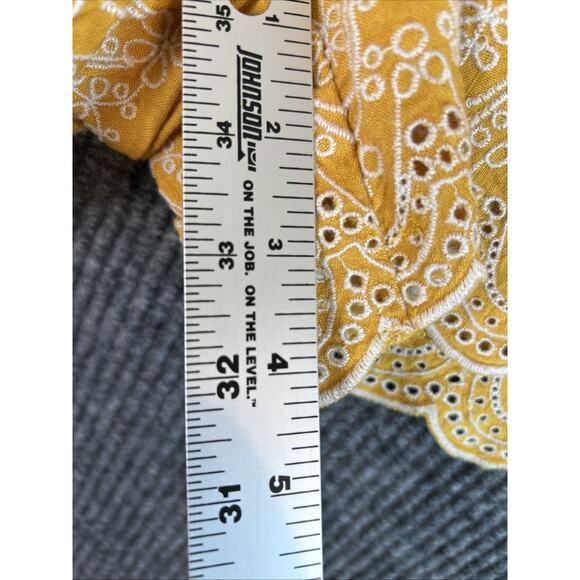 Loft Outlet Womens Shorts Size 16 Yellow Linen Blend Embroidered Bohemian Preppy - Picture 7 of 9